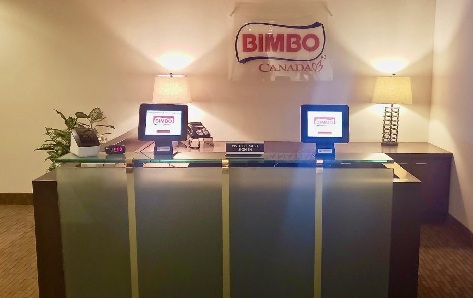 Bimbo Canada visitor check-in area