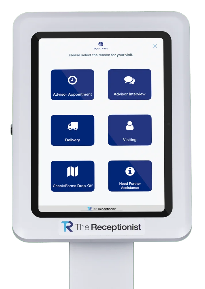 Equitable button screen on The Receptionist for iPad visitor management system