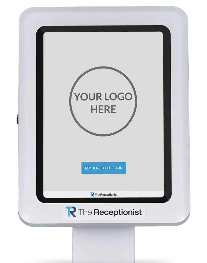 Customizable Branding for Visitor Management System Home Screen Check-Ins with The Receptionist for iPad